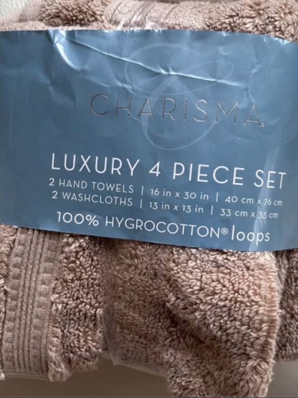 Charisma Luxury 4-Piece Towel Set - Taupe, new